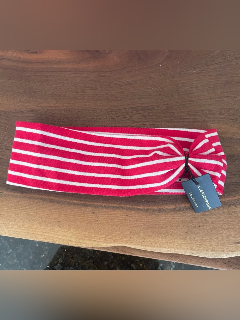 Pretty L Erickson Striped Stretch Headband NWT red & White